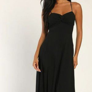 Black Maxi Dress - Lulus Modern Radiance Black Twist-Front A-Line Maxi Dress